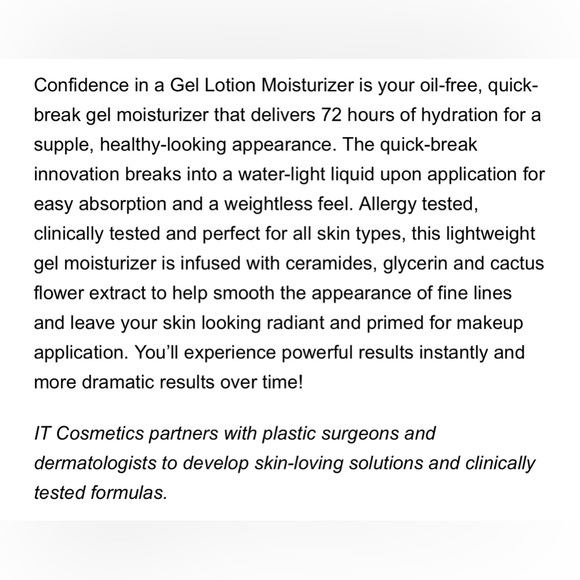 $7❤️🔥 It Cosmetics Confidence in a Gel Lotion Moisturizer Travel Size 🪞 NEW - Picture 3 of 3